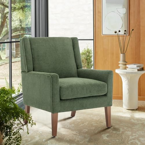 COLAMY Modern Wingback Living Room Chair, Upholstered Fabric Accent Armchair,...
