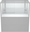WISDOMFUR 48” Display Showcase with LED Lighting – White Melamine Finish, Adjustable Glass Shelf, Locking Sliding Doors – 4ft Retail Display Cabinet for Stores & Exhibits