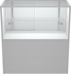 WISDOMFUR 48” Display Showcase with LED Lighting – White Melamine Finish, Adjustable Glass Shelf, Locking Sliding Doors – 4ft Retail Display Cabinet for Stores & Exhibits