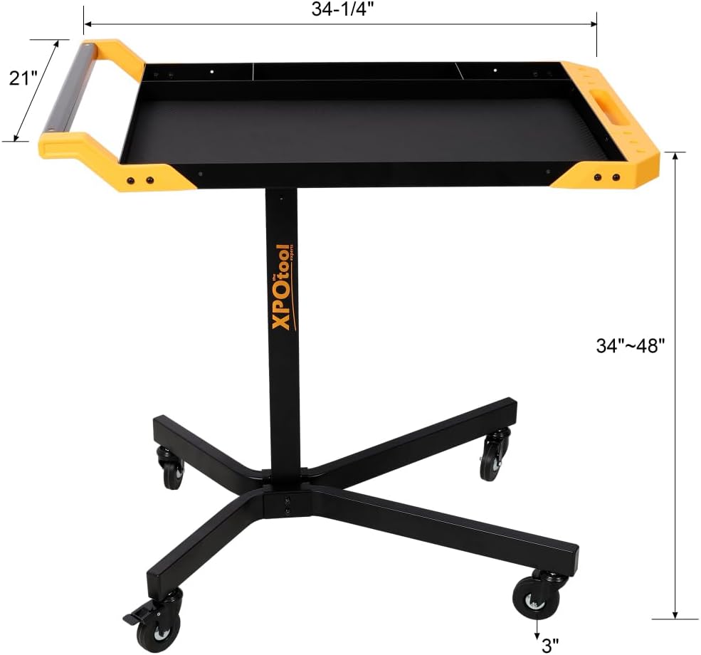 Adjustable Height Mobile Work Table, Rolling Work Bench with Tool Tray and 4 ...