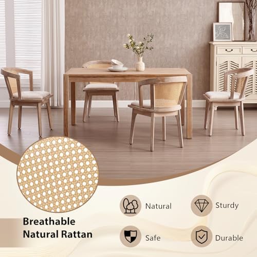 Kmax Modern Rattan Dining Chair Set of 6 Farmhouse Semi Barrel Dining Room Ch...