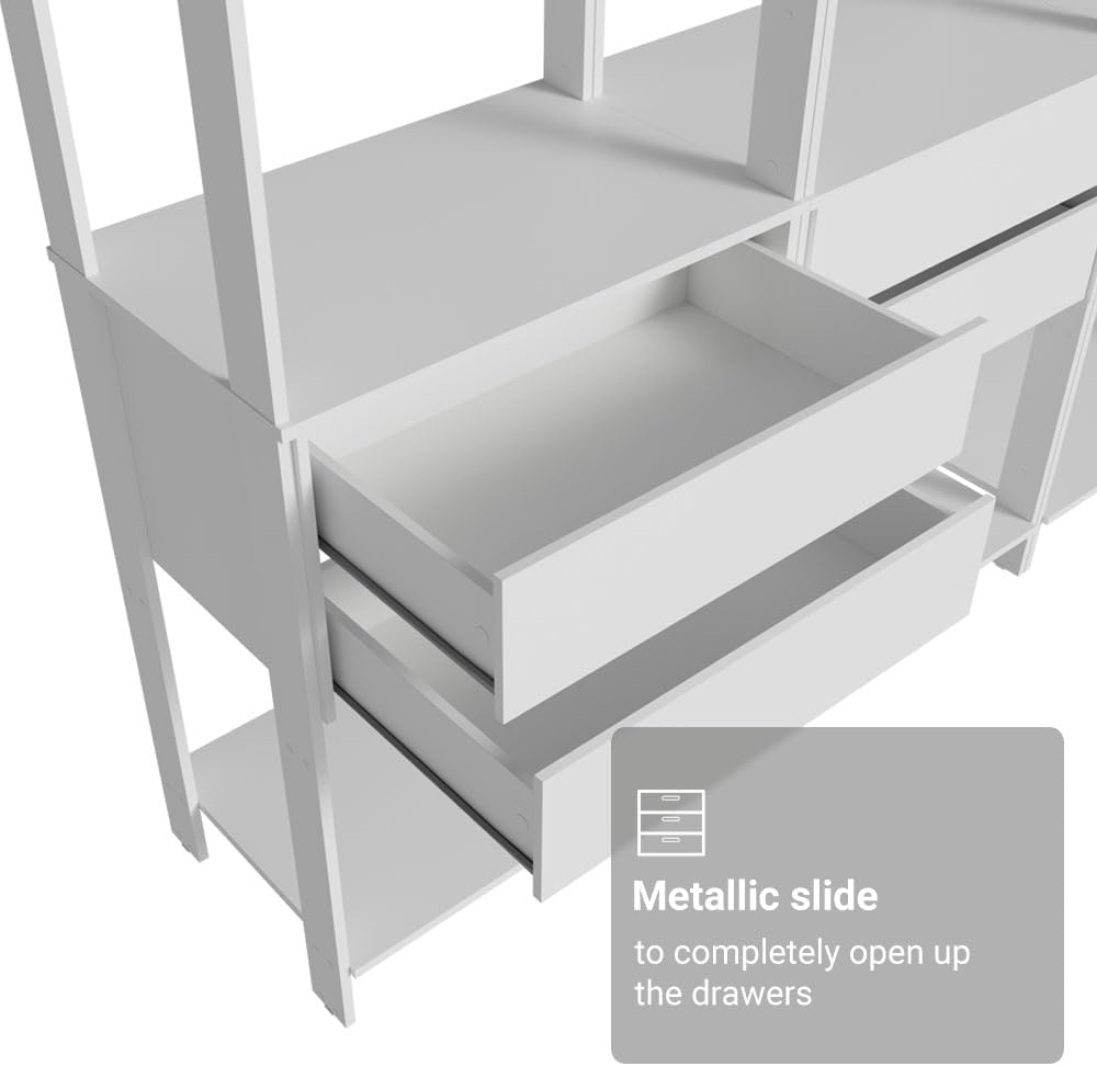 Madesa Kitchen Pantry Storage Rack with 6 Drawers and Open Shelves 82" L...