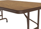 Correll Heavy Duty Adjustable Height Utility Folding Table, Melamine Top, USA Made, Strong Steel Apron, 30"x48", Medium Oak Top Brown Edge
