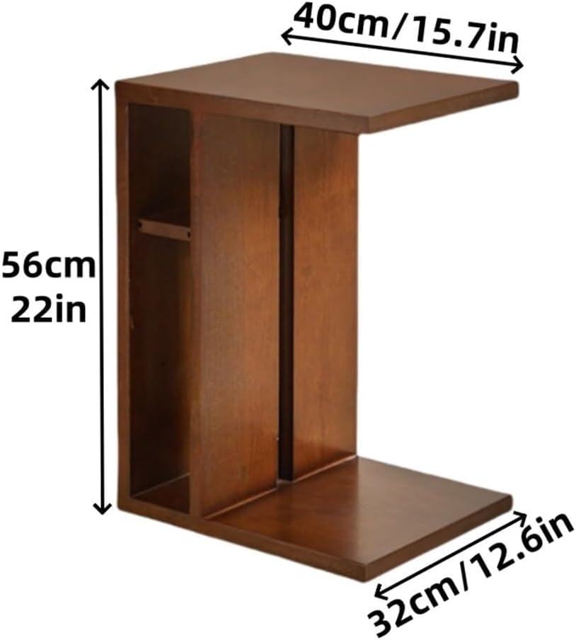 Modern 2-Tier C-Shaped Sofa End Table Small Wooden Side Table Coffee Table fo...