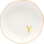 Ceramic Jewelry Tray Initial Ring Dish Personalized K-Monogrammed Engagement Wedding Gifts, for Birthday Mother's Day Christmas for Women, Ceramic White 4.75" (Y)