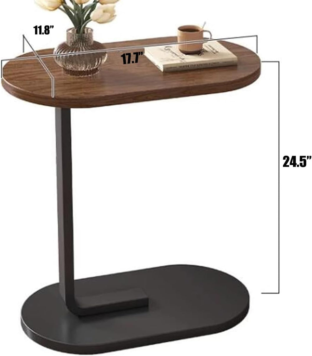 Small Side Table End Table, C-Shaped Wood Coffee Table TV Tray for Eating Cou...