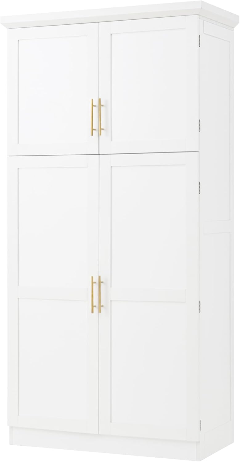 71" Kitchen Pantry Storage Cabinet, Freestanding Farmhouse Pantry Cabine...