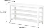 Shoe Rack Bench Entryway Storage with Leather Cushion, Shoe Organizer Bench for Entryway, Ideal for Front Doors Entrances Hallway Mudroom Featuring Rubberwood And 3 Height-Adjustable Removable Shelve