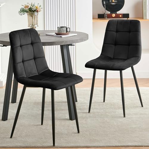 Homedot Black Dining Chairs Set of 4, Modern Upholstered Velvet Kitchen Recep...
