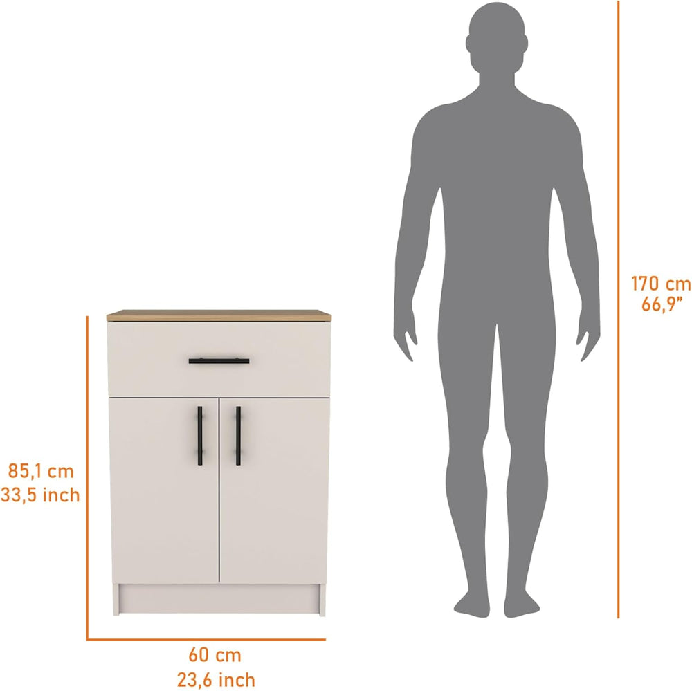 Kitchen Pantry with 2 Doors and 1 Drawer, Melamine and Particleboard | Measur...