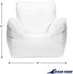 Ocean-Tamer Armchair Boat Bean Bag Chair, Waterproof with Armrests Beanbag for Dock Camping Outdoor Marine Grade Vinyl (Medium, White)