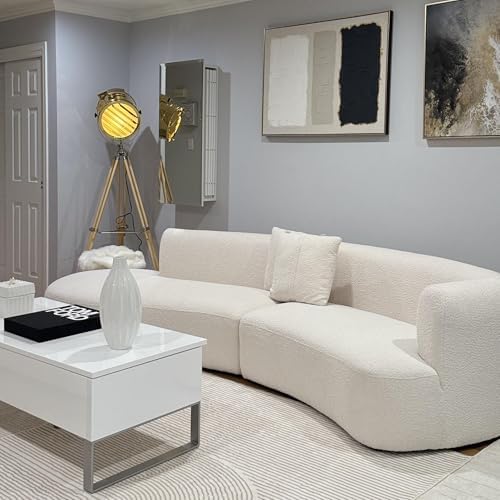 Acanva Formia Boucle Curved Sectional Couch for Living Room