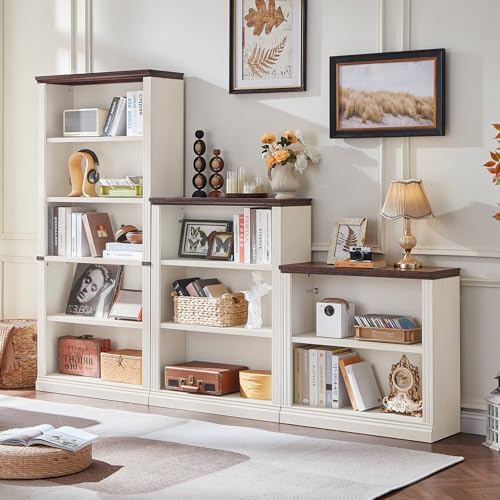 RWYHG 30" White Small Bookcase, 2 Tier Farmhouse Wooden Short Book Shelf