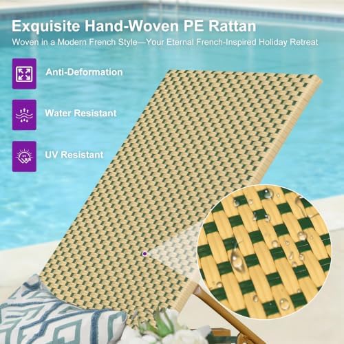 PURPLE LEAF Extra Wide Patio Lounge Chair Resort Wicker Set of 2, Green | Dur...