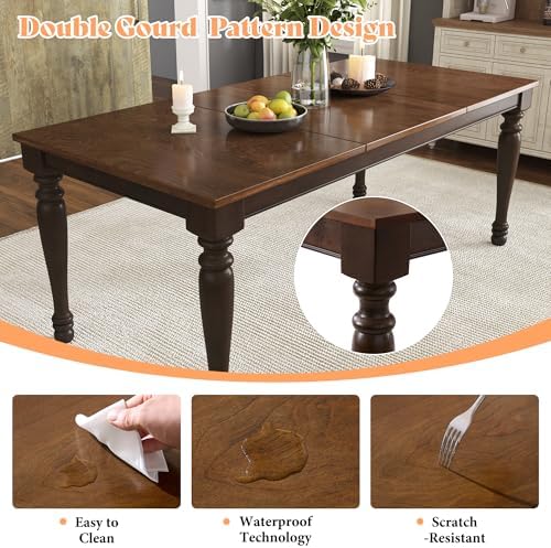 AMERLIFE 6 Piece Farmhouse Dining Set with 71" Solid Wood Table, Brown