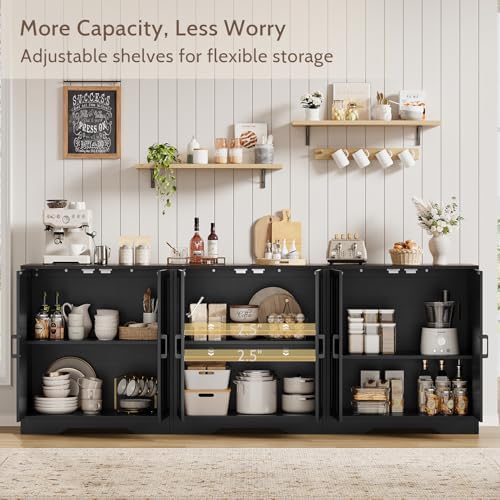 Sideboard Buffet Cabinet, Modern Farmhouse Kitchen Storage Cabinet, 94.5&quot...