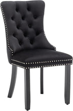 Velvet Dining Chairs Set of 6, Tufted Dining Room Chairs with Nailhead Ring Pull Trim, Upholstered Dining Chairs with Solid Wood Legs for Kitchen Dining Room, Sillas De Comedor (Black)