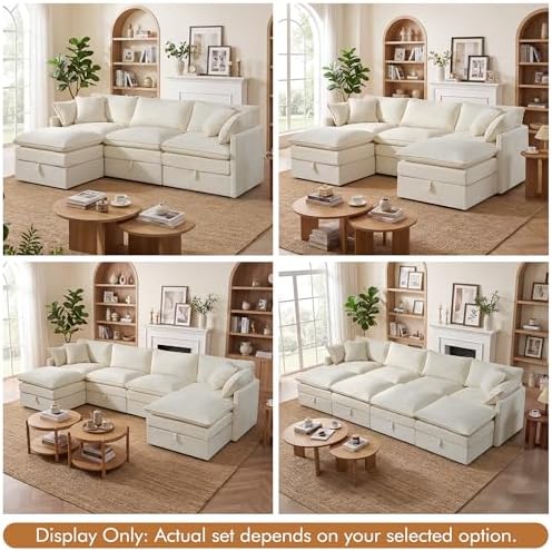 WorthFurni Modular Sectional Sofa with Storage Ottomans,103" L-Shaped Cl...