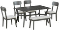 Mid-Century Modern 6-Piece Dining Set with Table, Chairs & Bench