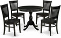East West Furniture AMVA5-BLK-W 5 Piece Modern Dining Table Set Includes a Round Kitchen Table with Pedestal and 4 Kitchen Dining Chairs, 36x36 Inch, Black