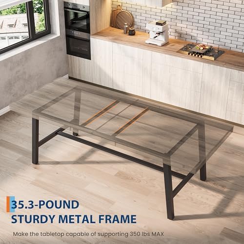 GarveeHome Industrial Dining Table for 8-10 People, 86.61" Long Kitchen ...