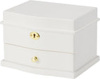 Ballerina Musical Jewelry Box with Mirror for girls，Kid's Jewelry Storage Music Chest (White-L)