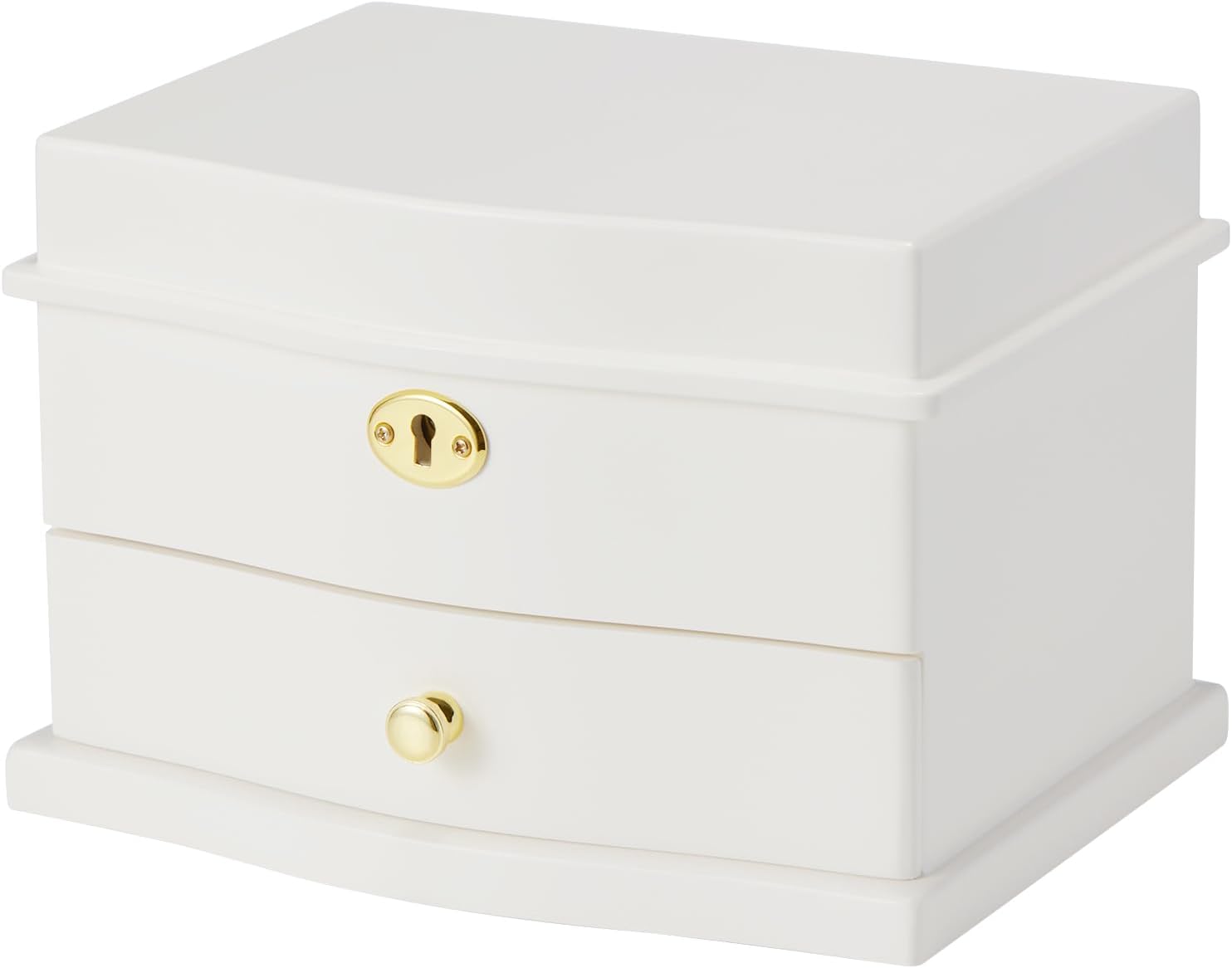Ballerina Musical Jewelry Box with Mirror for girls，Kid's Jewelry Storage Music Chest (White-L)