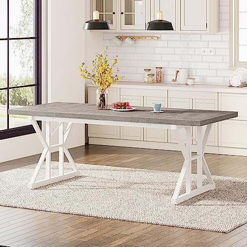 Tribesigns Farmhouse Dining Table for 6 People, 70.8-Inch Rectangular Wood Di...