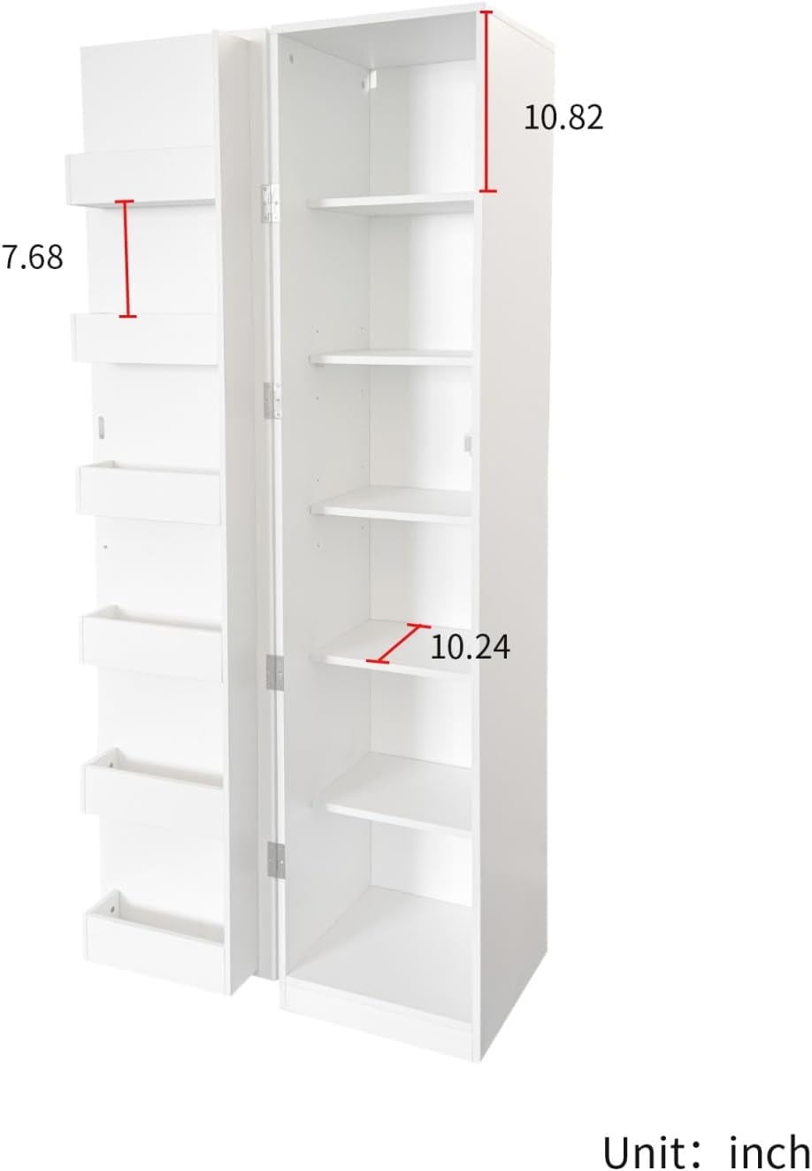 White Kitchen Pantry Cabinet, Freestanding Buffet Cupboard Sideboard with Doo...