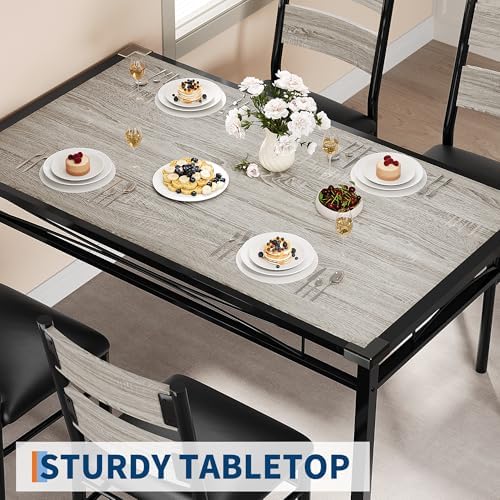 IDEALHOUSE Wood Dining Table Set for 4 with Corner Protector, Kitchen Table C...