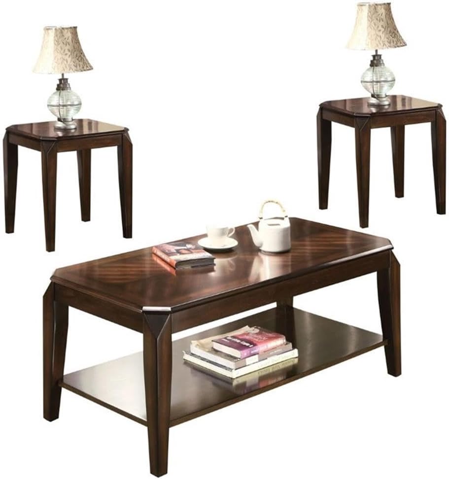BOWERY HILL 3-Piece Wooden Coffee Table Set in Walnut Finish