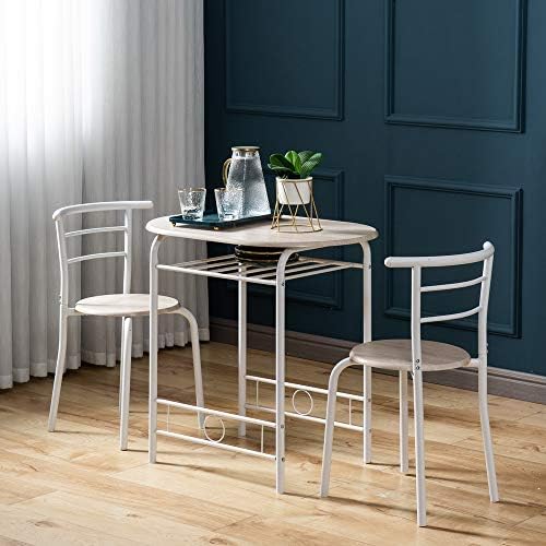 VINGLI 3 Piece Dining Set,Small Kitchen Table Set for 2,Breakfast Table Set,K...