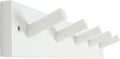 SKOLOO Wooden Wall Mounted Coat Rack,16'' Hole to Hole, 5 Pegs Bamboo Wall Hook for Hanging Clothes Robes Towels Hats,White