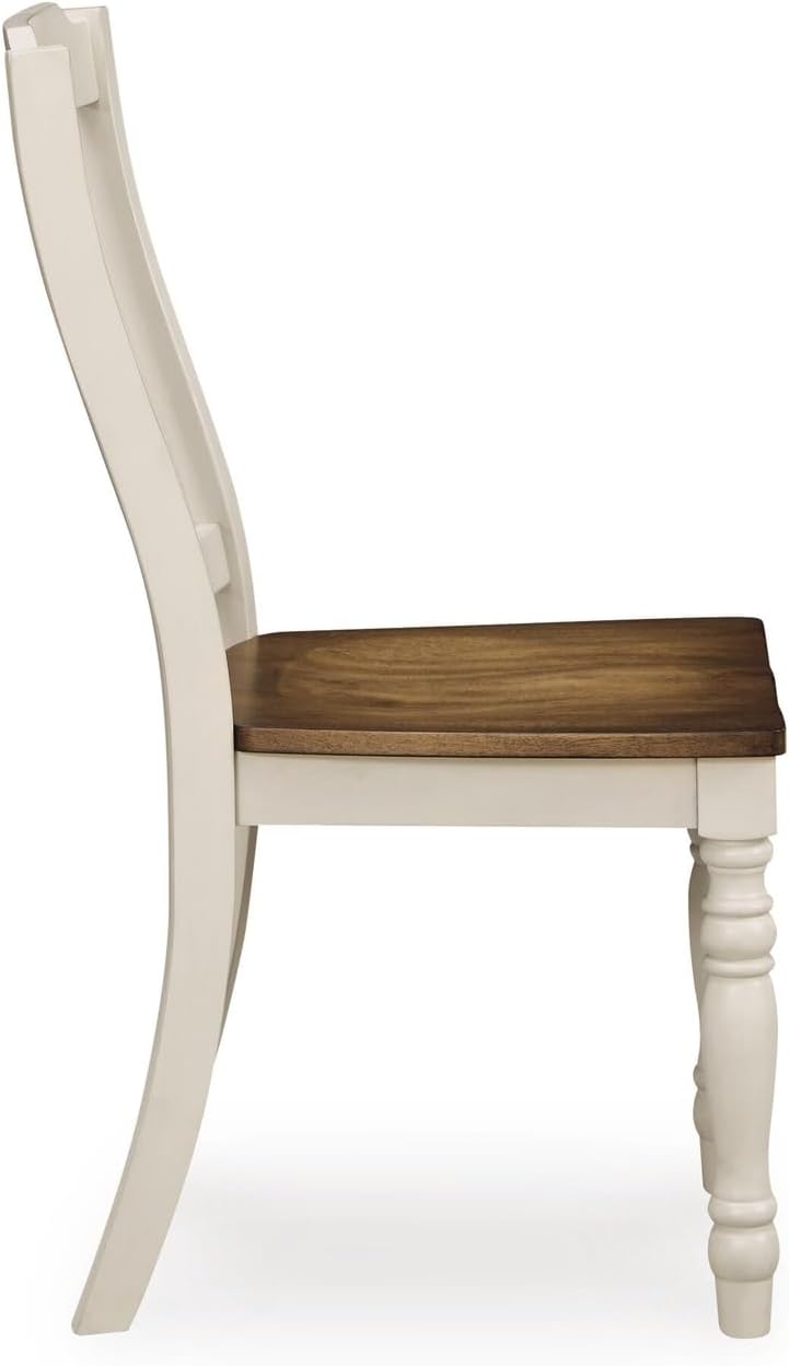 Signature Design by Ashley Waverun Dining Chair, Set of 2, White & Brown ...