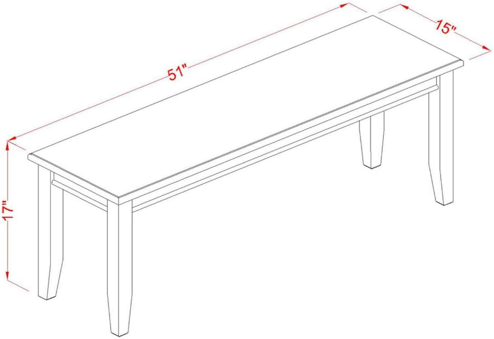 East West Furniture DUB-MAH-W Dudley Dining Table Bench with Wooden Seat, 51x...