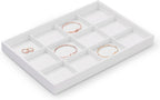 Premium White PU Leather Jewelry Organizer Tray - 12 Grids Display Tray for Earrings, Rings, Bracelets, Necklaces - Dresser & Countertop Storage (35x24cm) - Elegant Jewelry Display for Retail