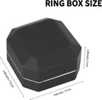 Luxury LED Jewelry Ring Box, Velvet Ring Gift Box Storage Case Organizer Holder for Proposal Engagement Wedding Anniversary Birthday Ceremony (Black)