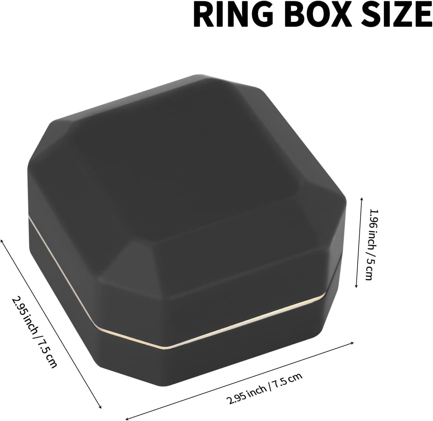 Luxury LED Jewelry Ring Box, Velvet Ring Gift Box Storage Case Organizer Holder for Proposal Engagement Wedding Anniversary Birthday Ceremony (Black)