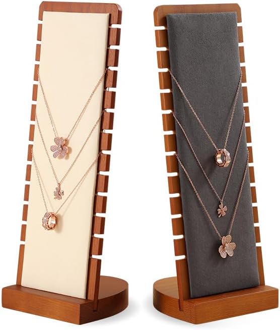 Necklace Holder, Jewelry Stand,Wooden Jewelry Organizers and Storage,Premium Necklace Organizer,Luxury Jewelry Display,Beige Necklace Display Stand