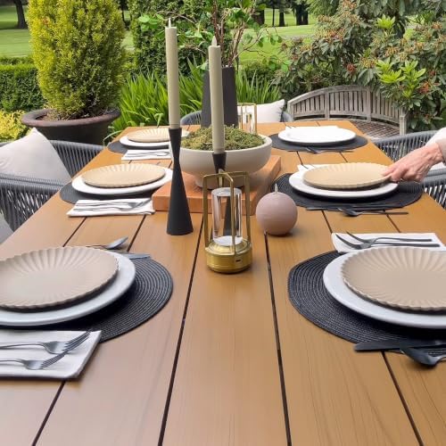 PURPLE LEAF 9 Pieces Patio Dining Set Teak-Finish Aluminum Table and Chairs