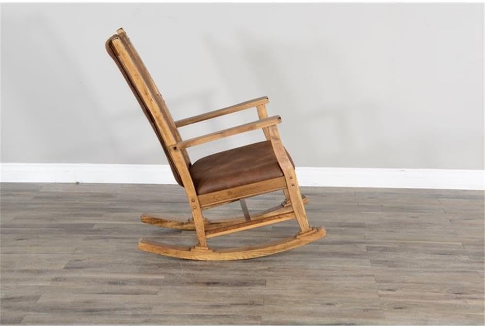 Pemberly Row Set of 2 Farmhouse Mindi Wood Rocking Chair in Rustic Oak