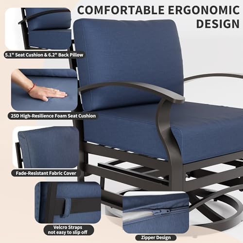Gotland 2 Piece Patio Set, Metal Outdoor Swivel Chairs Set of 2 with 5.1’’ Hi...