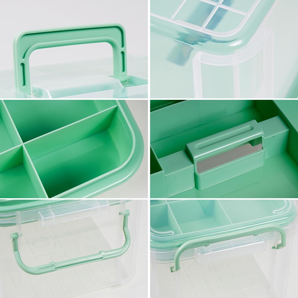 15qt Clear Medicine Organizer Storage Box with Tray, Plastic First Aid Box Empty, Thickened Medicine Container Chest, Multipurpose Medical Case with Labels, Medicine Caddy with Lids Handles