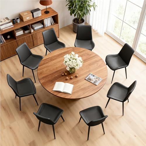Black Dining Chairs Set of 4, PU Leather Dining Room Chairs, Upholstered Kitc...