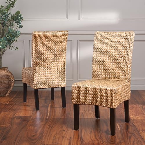 SAFAVIEH Luz Wood Dining Chair Set of 2, 18.5" Seat Rustic Natural SEA8016A