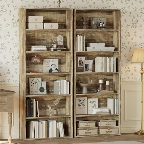 IRONCK Bookshelf and Bookcases 70" Tall, 6 Tiers Display Storage Shelves