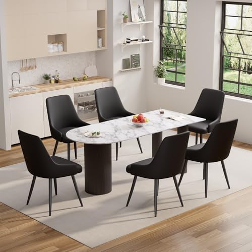 Faux Leather Chairs Set of 2, Waterproof Padded Seat,Black