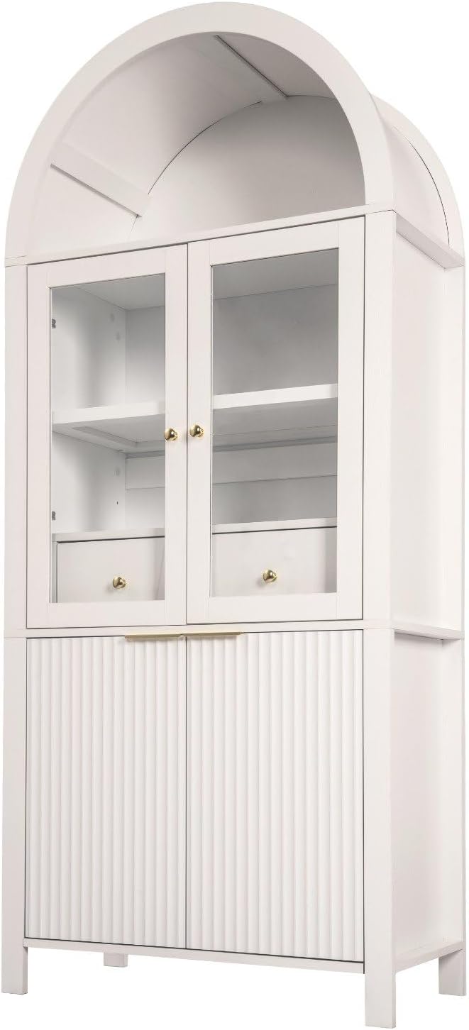 71" Tall Arched Pantry Cabinet with Adjustable Shelves, Kitchen Storage ...