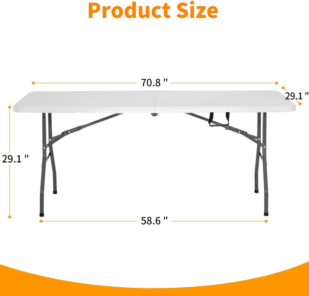 PayLessHere Folding Tables 6ft Plastic Half Portable Foldable Table for Parti...