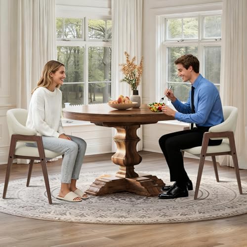 MALOL Wooden Dining Chairs Set of 4, Modern Fabric Upholstered Dining Room Ch...